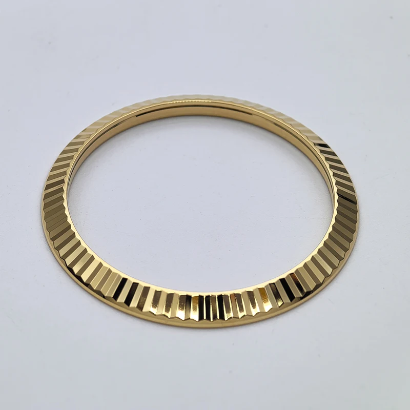 18K Gold Plated Fluted Watch Bezel for RLX 41MM Datejust 41DJ 126333 Generic Watch Accessories Replacements
