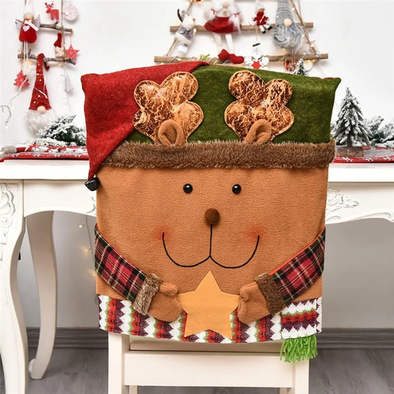

Christmas Chair Set Decoration Chair Set Stool Set Figurine Chair Cover Kitchen Restaurant Christmas Decoration-ABGL