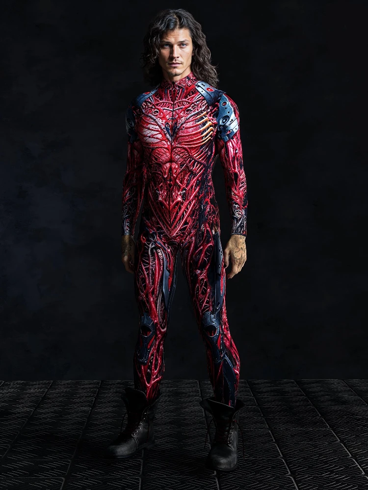 

Alien Mechanical Armor Bodysuit Cyber Jumpsuit Halloween Party Cosplay Steampunk Zombie Costume Zentai Suit Rompers 2025