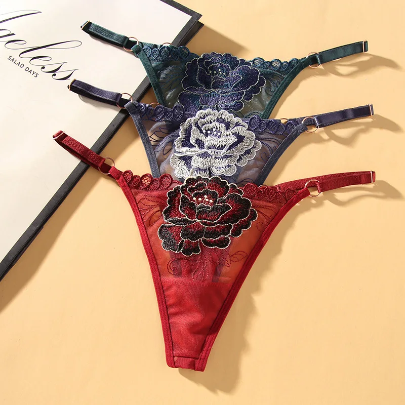 Sexy Japanese-style Floral Thongs Women Lingerie Ultra Hot Embroidery Gauze Seamless Panties Breathable Waist Supreme Underwear