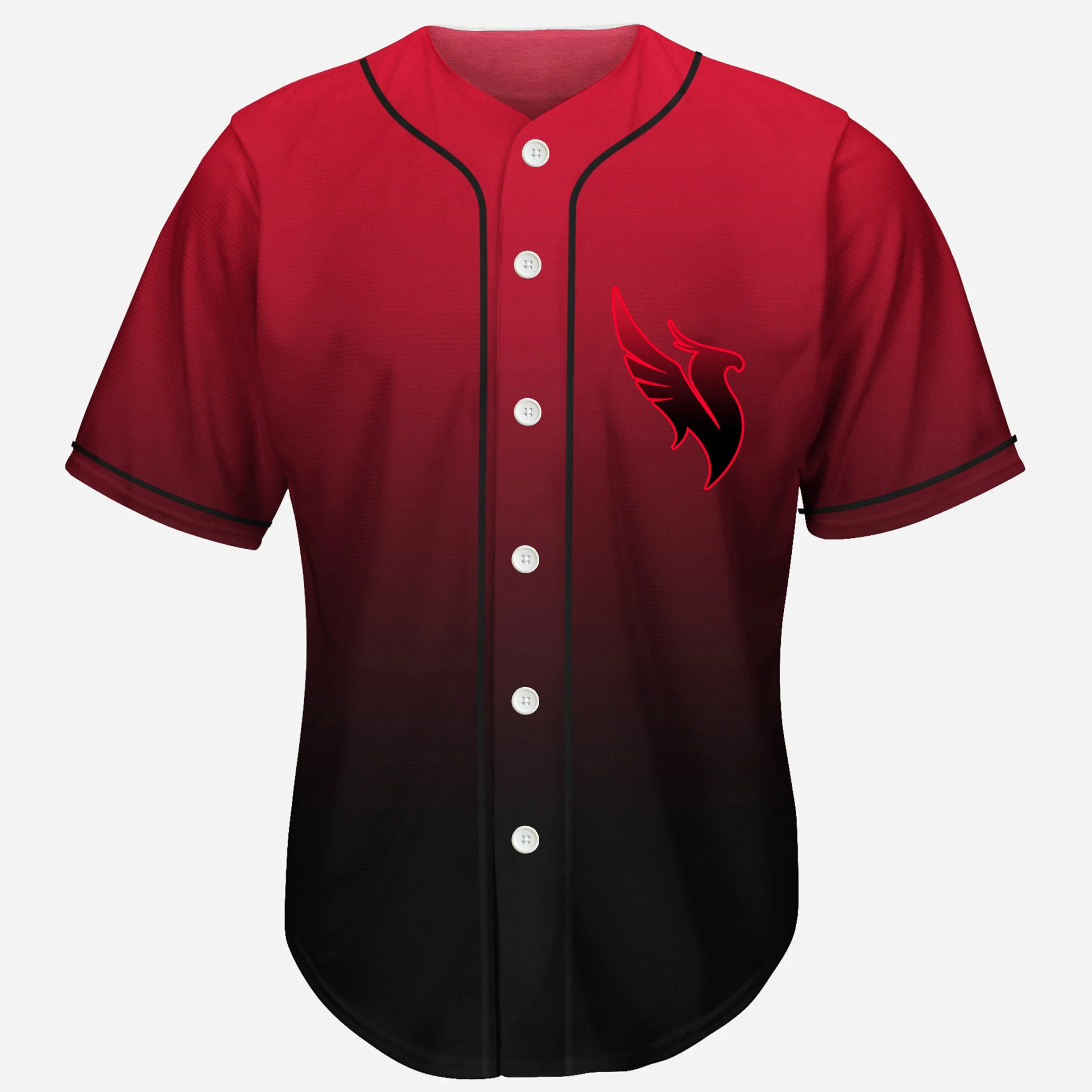 ILLENIUM black red gradient 3 Baseball Jersey Harajuku Thin button Baseball Uniform Baseball Jersey Fro EDM