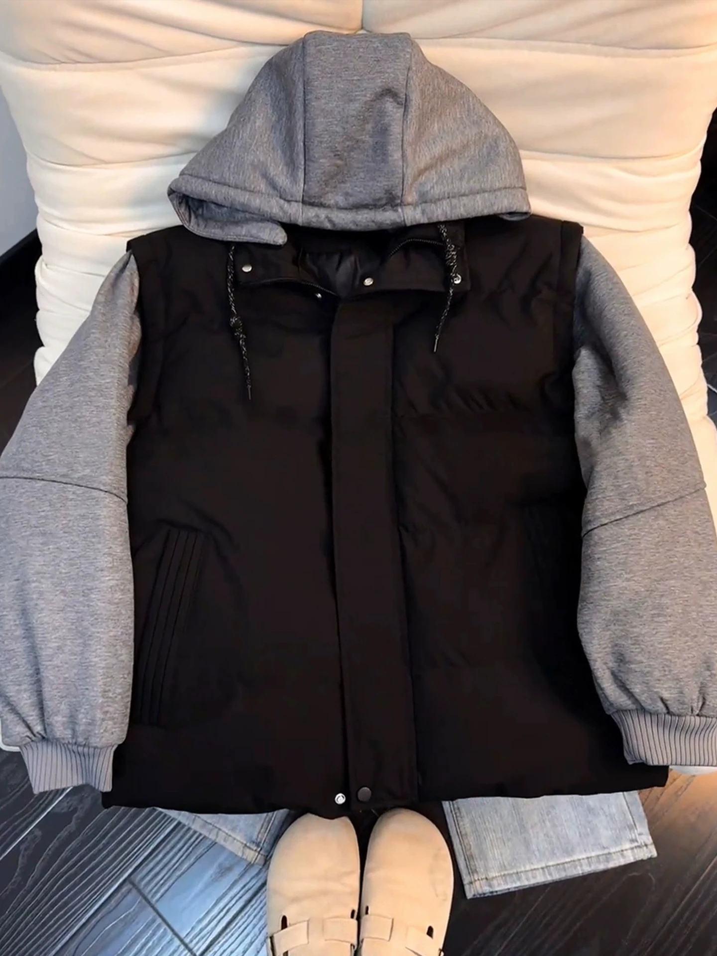 

American Sle Detachable Hooded Thiened Warm Cotton Jaet Men's Winter Coat Cleanfit Outerwear Stand Fit Pure Cotton