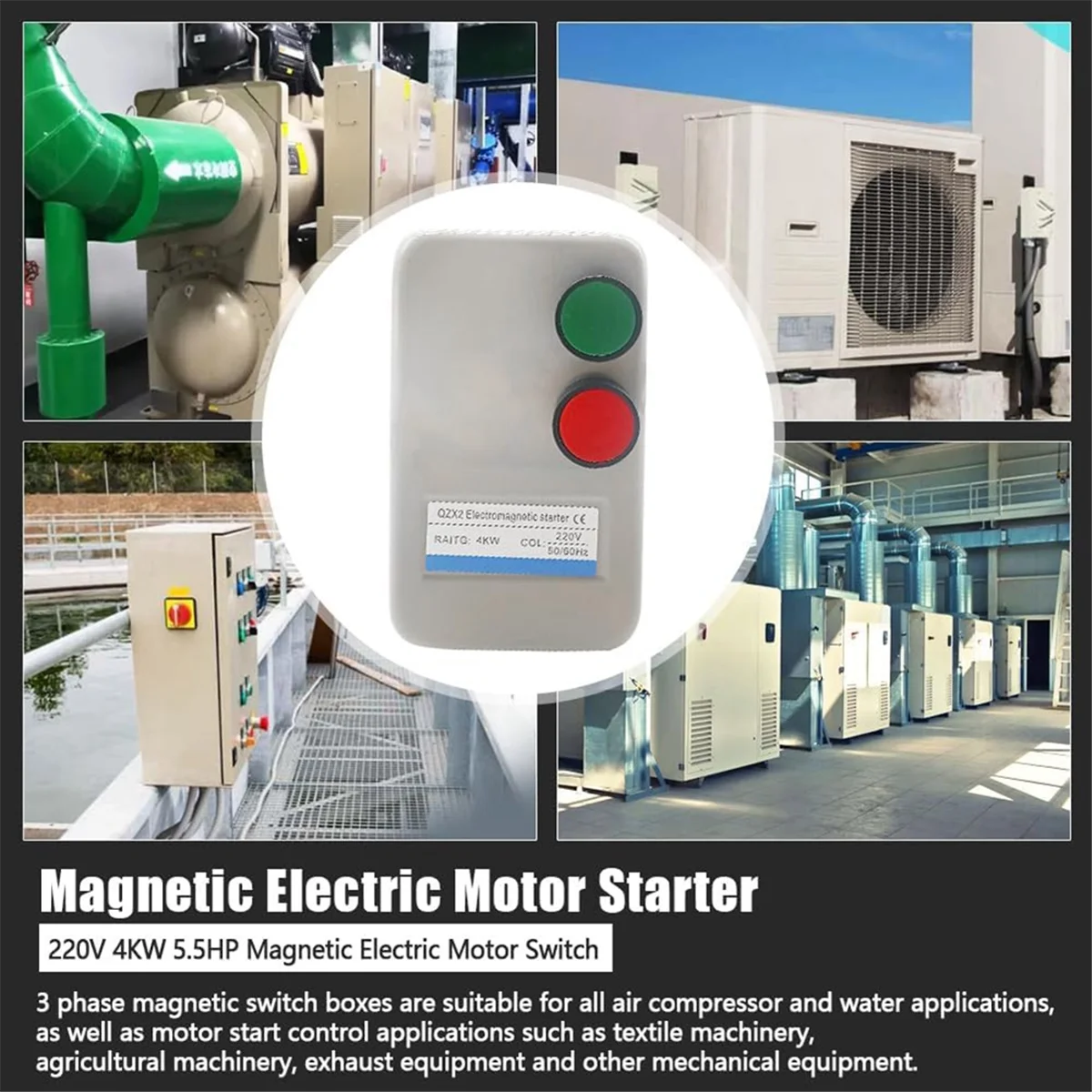 Magnetic Electric Motor , 220V 4KW 5.5HP 3 Phase or Single Phase Magnetic Switch Motor .