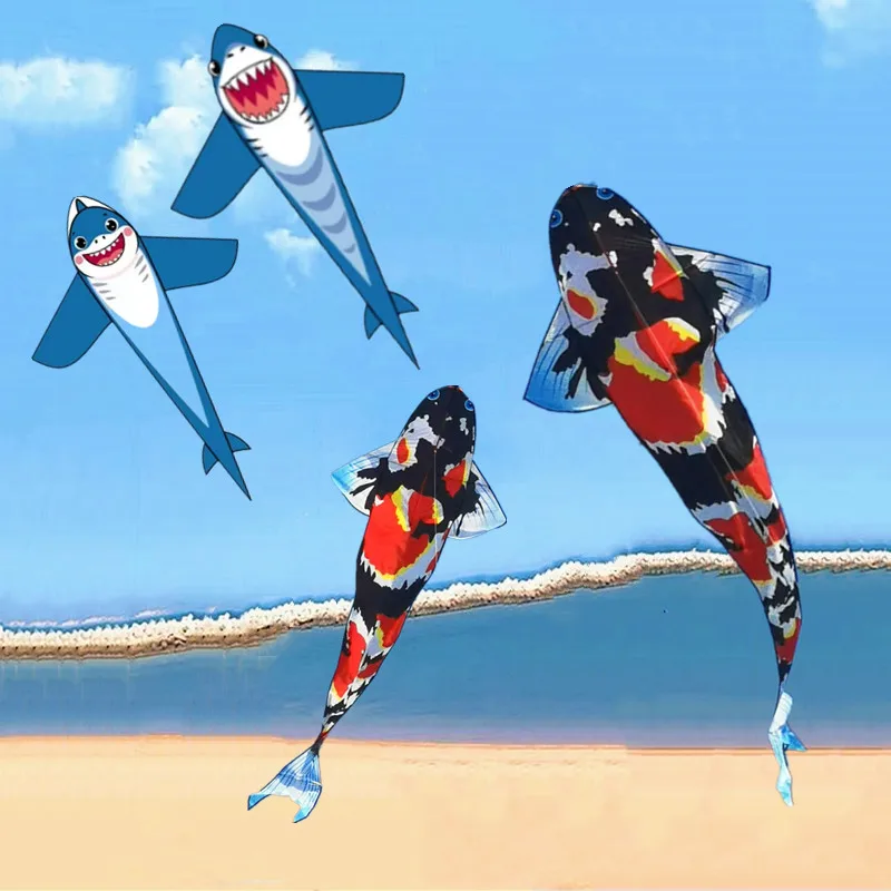 Neuer Fischdrachen fliegend für Kinder, Drachen, Schnurlinie, Drachen, Nylon-Drachen für Erwachsene, professionelle Winddrachen, Spielzeug, Sport, einzeilige Koi
