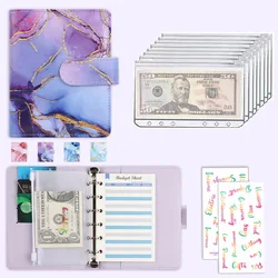 2023 A7 PU Leather Budget Binder Notebook Cash Envelopes System Set,with Binder Pockets for Money Budget Saving Bill Organizer