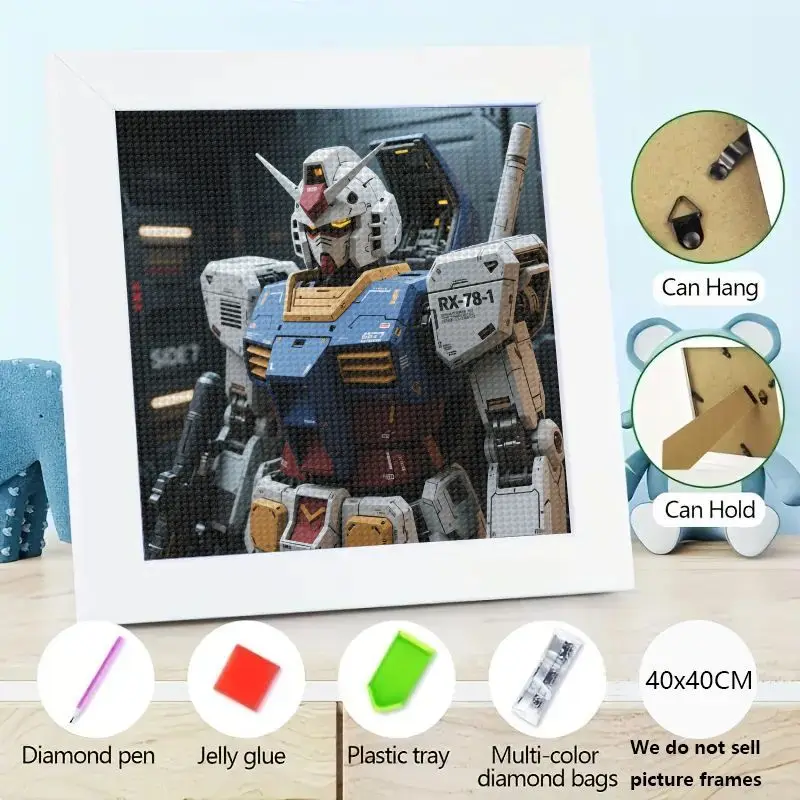 

1PC Gundam RX-78-2 Anime Robot Mecha 5D DIY Diamond Painting Kit, Full Drill Rhinestone Diamond Art Embroidery Cross Stitch Craf