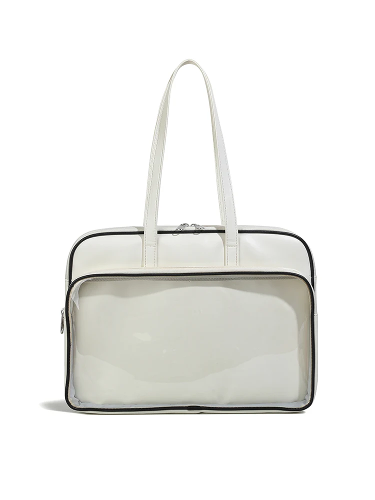 Japanese Style Laptop Shoulder Bag 13.3 14 15 15.6 16 Inch Notebook Pouch Transparent Front Pocket DIY Ita Bag Tote Handbag