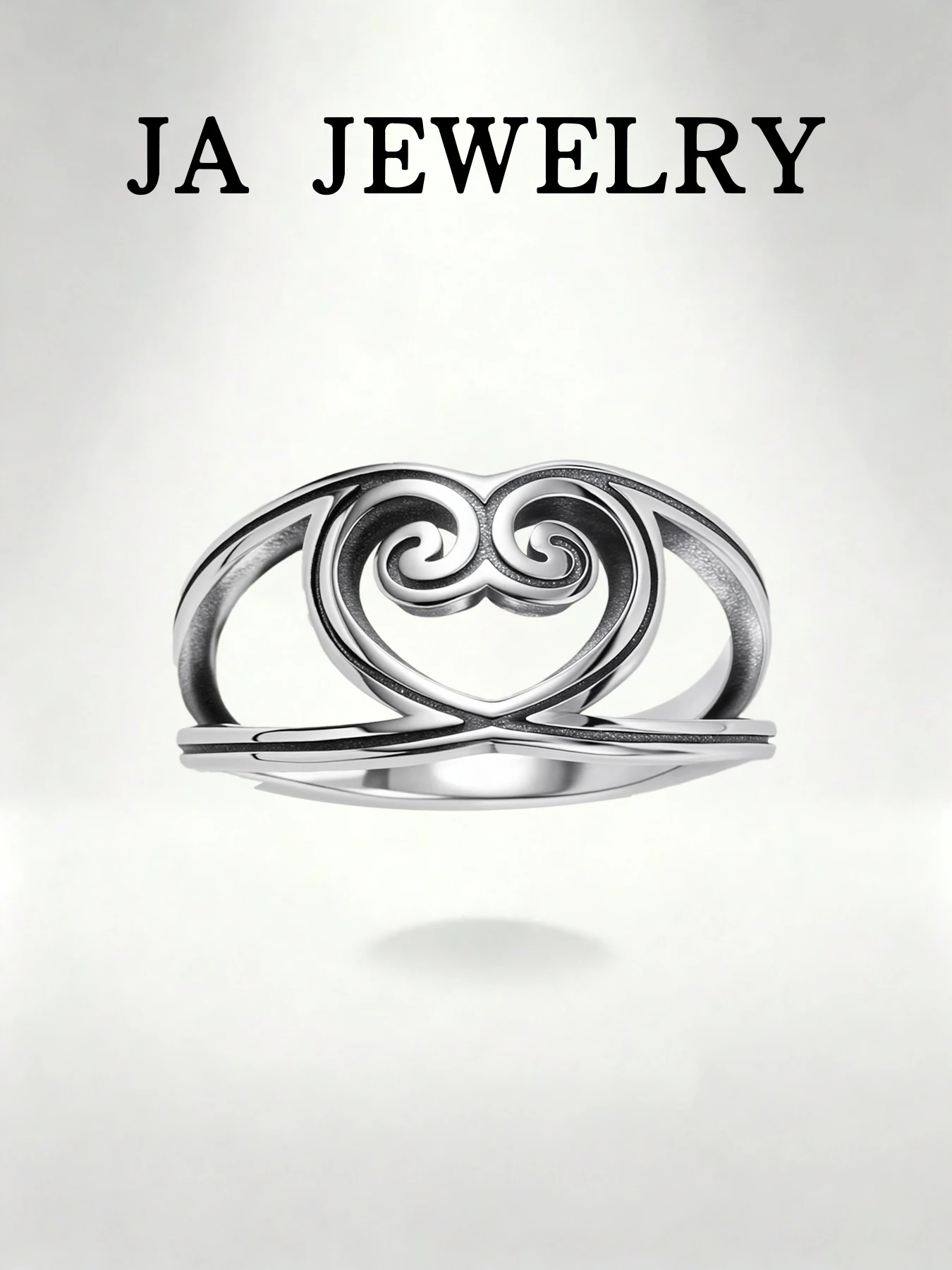 

Celtic Spiral Heart Ring - 925 Sterling Silver Vintage Filigree Jewelry for Women