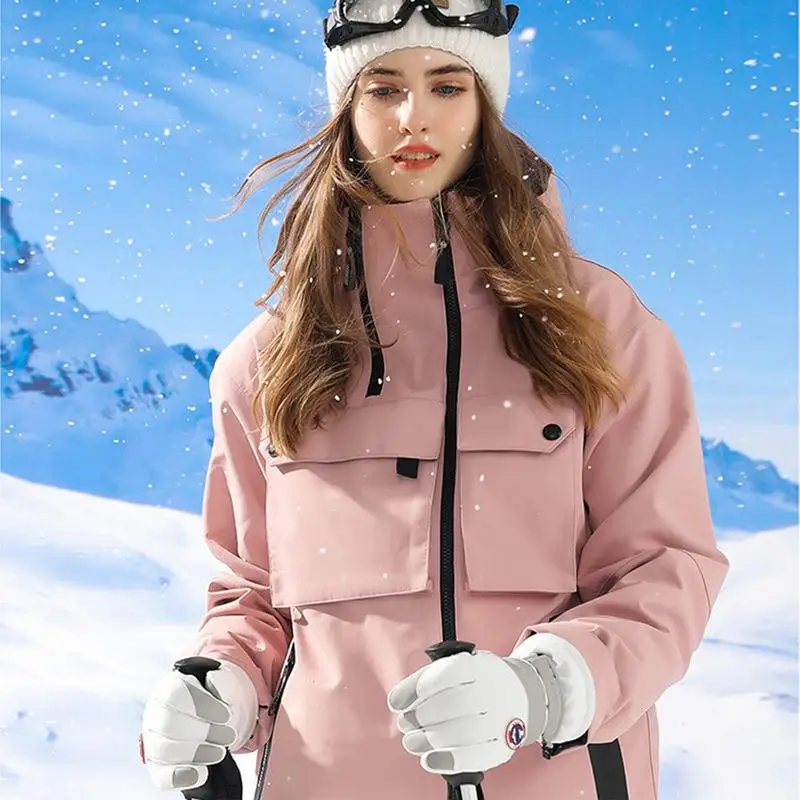 قفازات التزلج الشتوية 1 زوج النساء الرجال الرياضة قفازات التزلج الدافئة المضادة للانزلاق سيليكون النخيل تصميم القفازات مقاوم للماء يندبروف ل