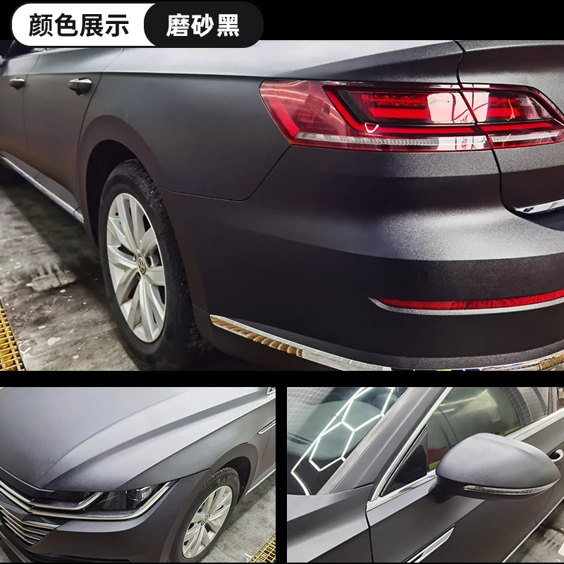 Matte Black Car Wrap Satin Vinyl Color Change Film Air Release Anti Fade Anti Scratch 1.52x18m Roll