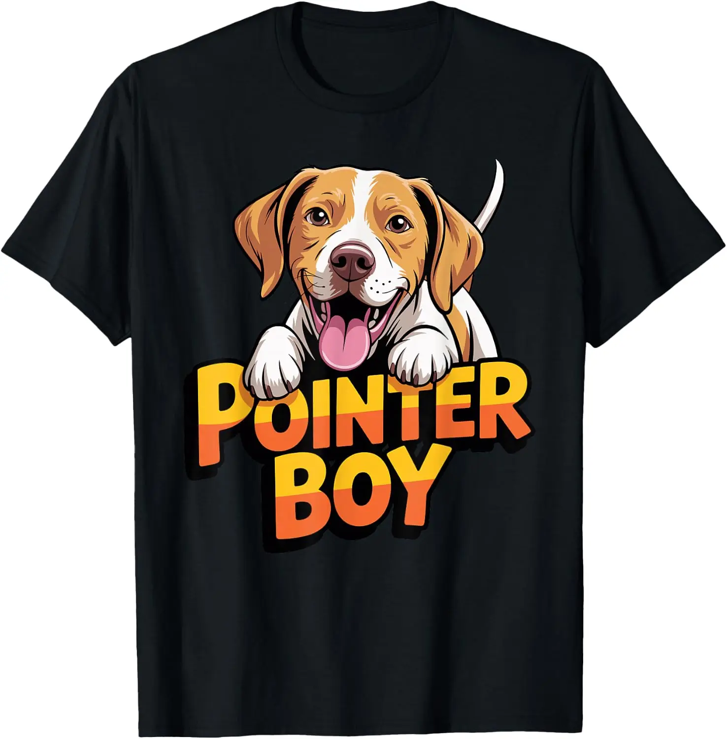 Boy Cartoon English Pointer Hunting Pet Dog Breed T-Shirt 100% Cotton Trendy Y2K Short-Sleeve Tee-Soft, Quick-Drying,