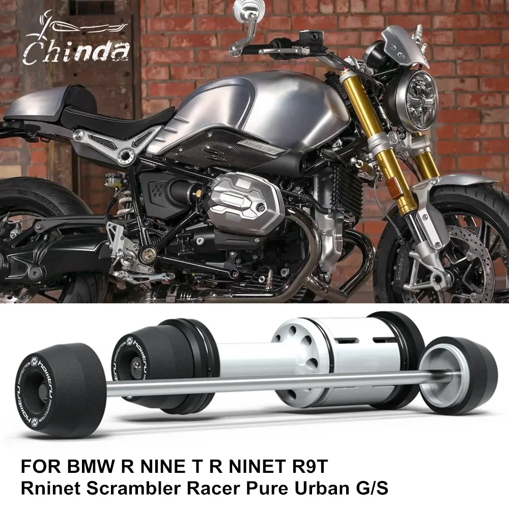 For BMW R NINE T R NINET R9T Rninet Scrambler Racer Pure Urban G/S Motorcycle Front & Rear Axle Fork Crash Sliders