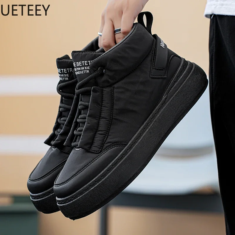 New Winter Boot Men Boots Thickening Lace-up High Tops Hard-wearing Popular Model UETEEY Thick Bottom Fashion Booties for Men