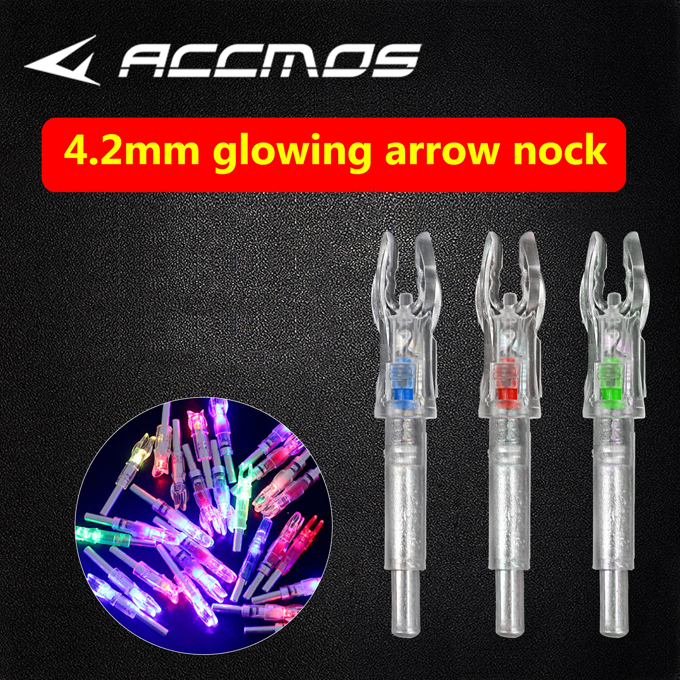 6Pcs/lot Automatical Released-activated Led Lighted Archery Arrow Nock Tail Fit for ID 4.2/5.2/6.2/7.6mm Archery shaft nocks