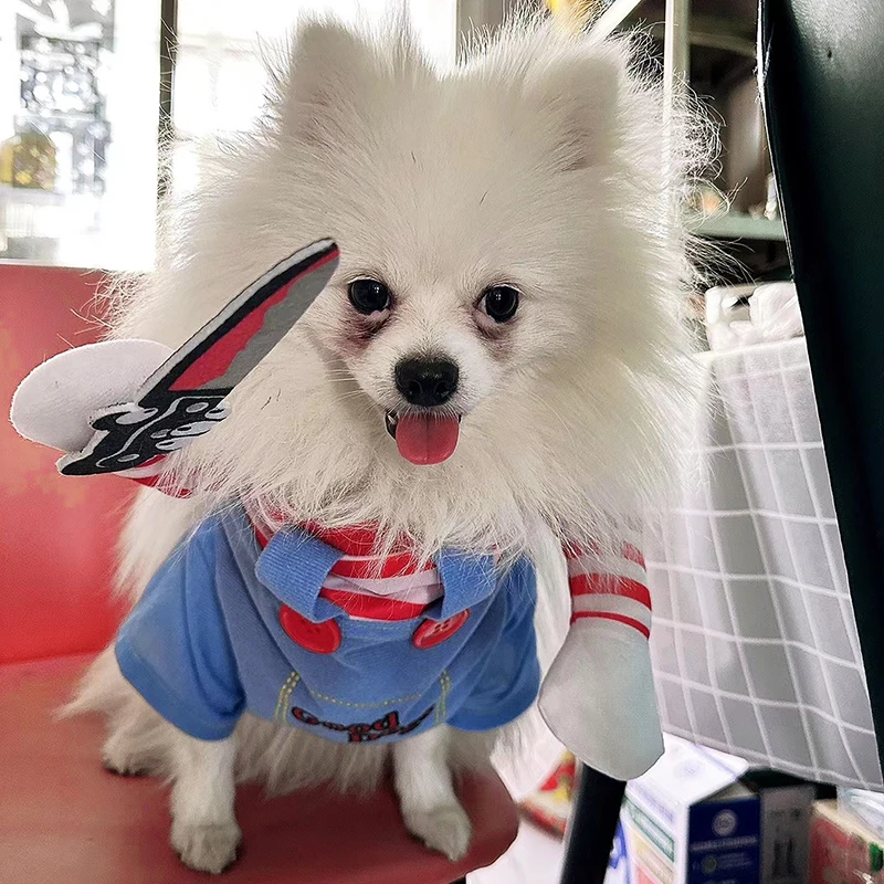أزياء الهالوين المضحكة للكلاب الصغيرة والمتوسطة والقطط والجرو والحفلات التنكرية الفرنسية البلدغ تشيهواهوا ملابس الحيوانات الأليفة الساخنة #4
