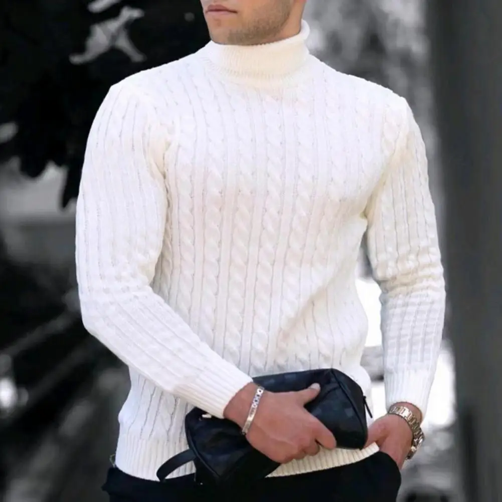 Maglione da uomo tinta unita collo alto maglione invernale da uomo tinta unita manica lunga dolcevita Top essenziale autunno per il tempo