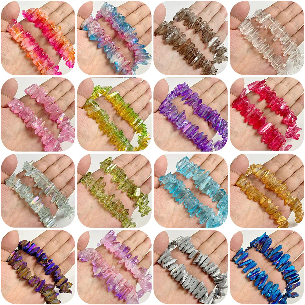 Rough Top Drilled Natural Crystal Quartz Point Beads Cut Crystal Stick Pendants Jewelry Making Crown Earring Necklace Supplier