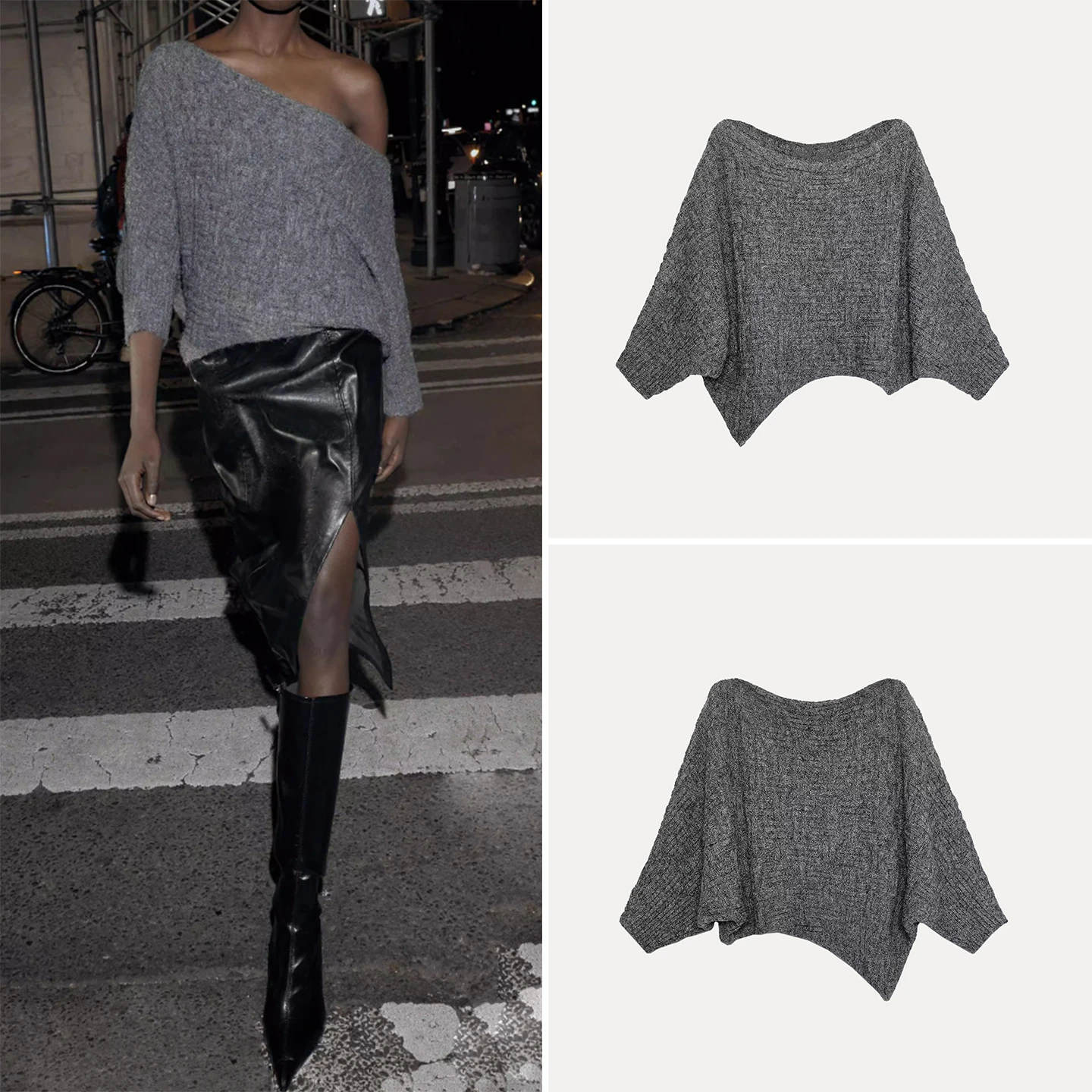 

Faion Asymmetric Knitted Sweater 2025 Winter New Women's Personali Sle One-oulder Long Sve Comfortable Breathable