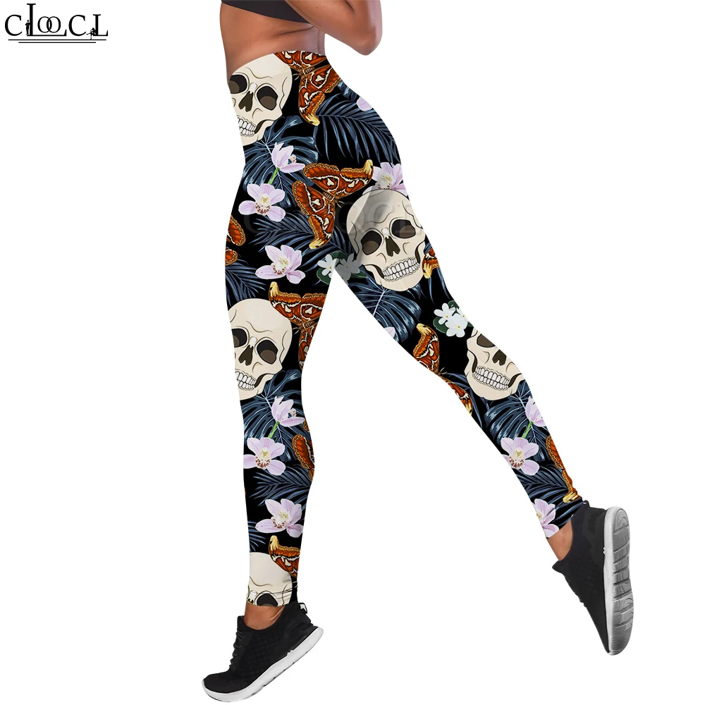 CLOOCL Women Legging Butterfly and Skull Pattern 3D Printed Trousers for Female Workout Push Up Jogging Breathable Tight Legging