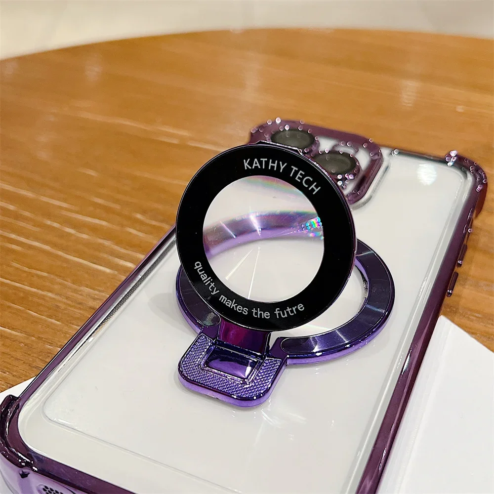 

Universal Phone Ring Holder Grip Kickstand for Magsafe Magnetic For iPhone 12 13 14 15 Pro Max Samsung Xiaomi Plating Bracket