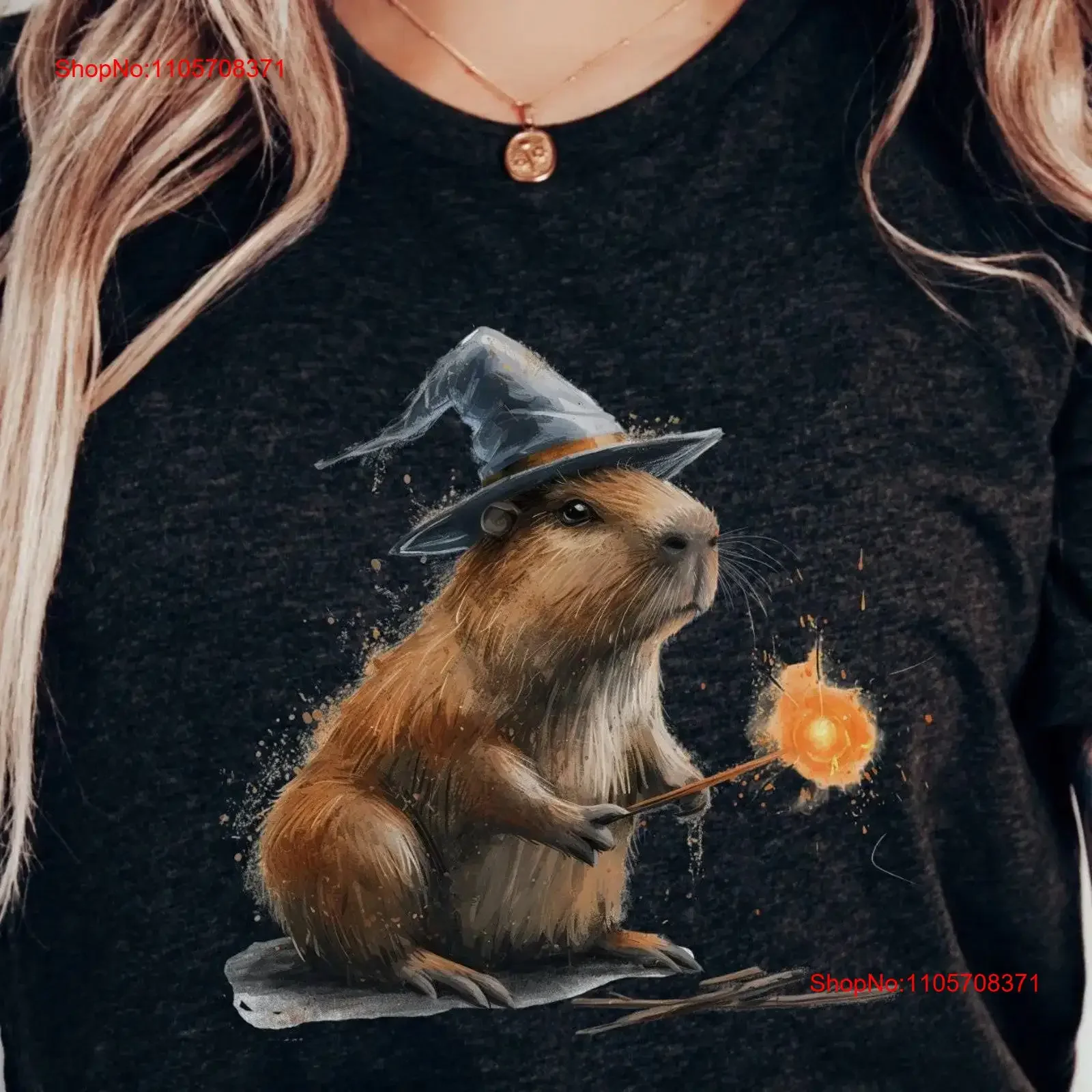 Funny Capybara Wizard T Shirt Animal Lover Cute Magic Wand Spell vintage Washed Breathable fashion Soft homme Comfortable
