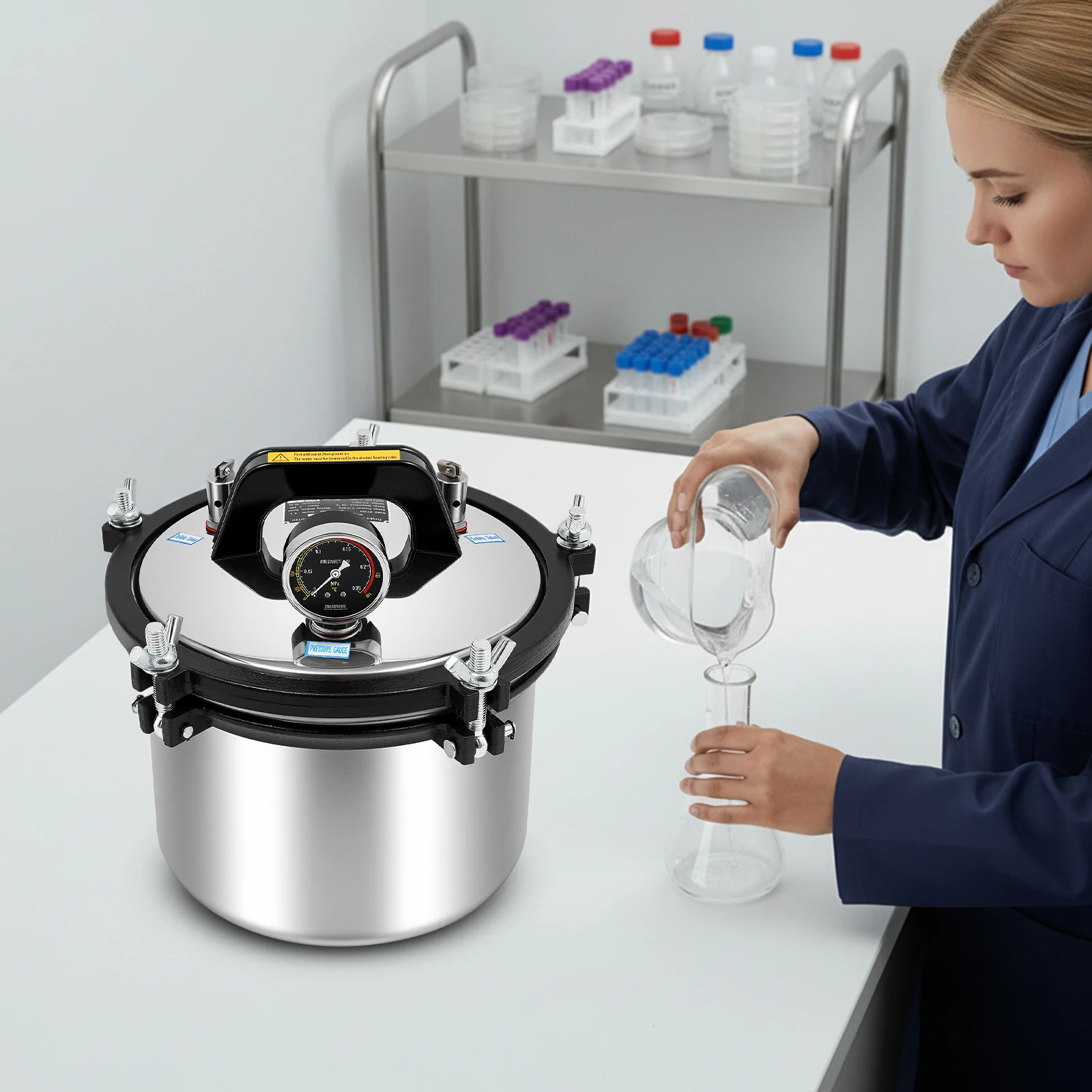 

Автоклав лабораторный 1.2 кВт, 8 л, 110 В, 0.17 МПа, из нержавеющей стали 304, портативный высокотемпературный паровой автоклав для лабораторий, больниц и домашнего использования