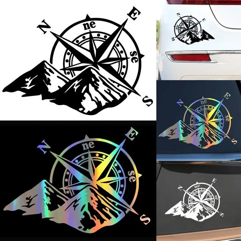 Mountain Compass Fashion Laser Car Sticker Auto Body Styling Decoration Decal Rear Windshield Stickers Auto Exterior Accessories