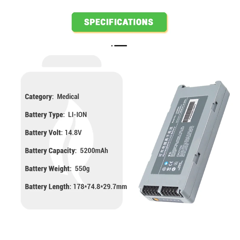Rechargeable Li-ion 14.8V 6600mAh 5200mAh LI24I004A Replacement Med ical Lithium Ion Battery for Mi nd ray LI34I001A D5 D6