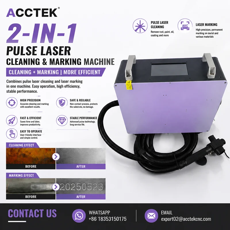 Handheld Air Cooling Laser Cleaner Fiber Laser Marking Machine 2 in 1 Portable Pulse Laser Rust Removal and Metal Logo Engraving