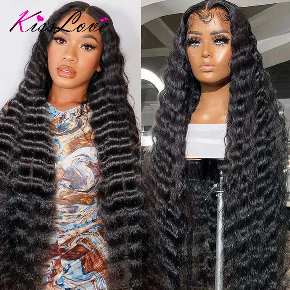 Pelucas de cabello humano con ondas sueltas de alta densidad, 13x6, con frente de encaje, pre-arrancadas, sin pegamento, rizadas, peluca frontal de encaje HD 13x6 para mujeres