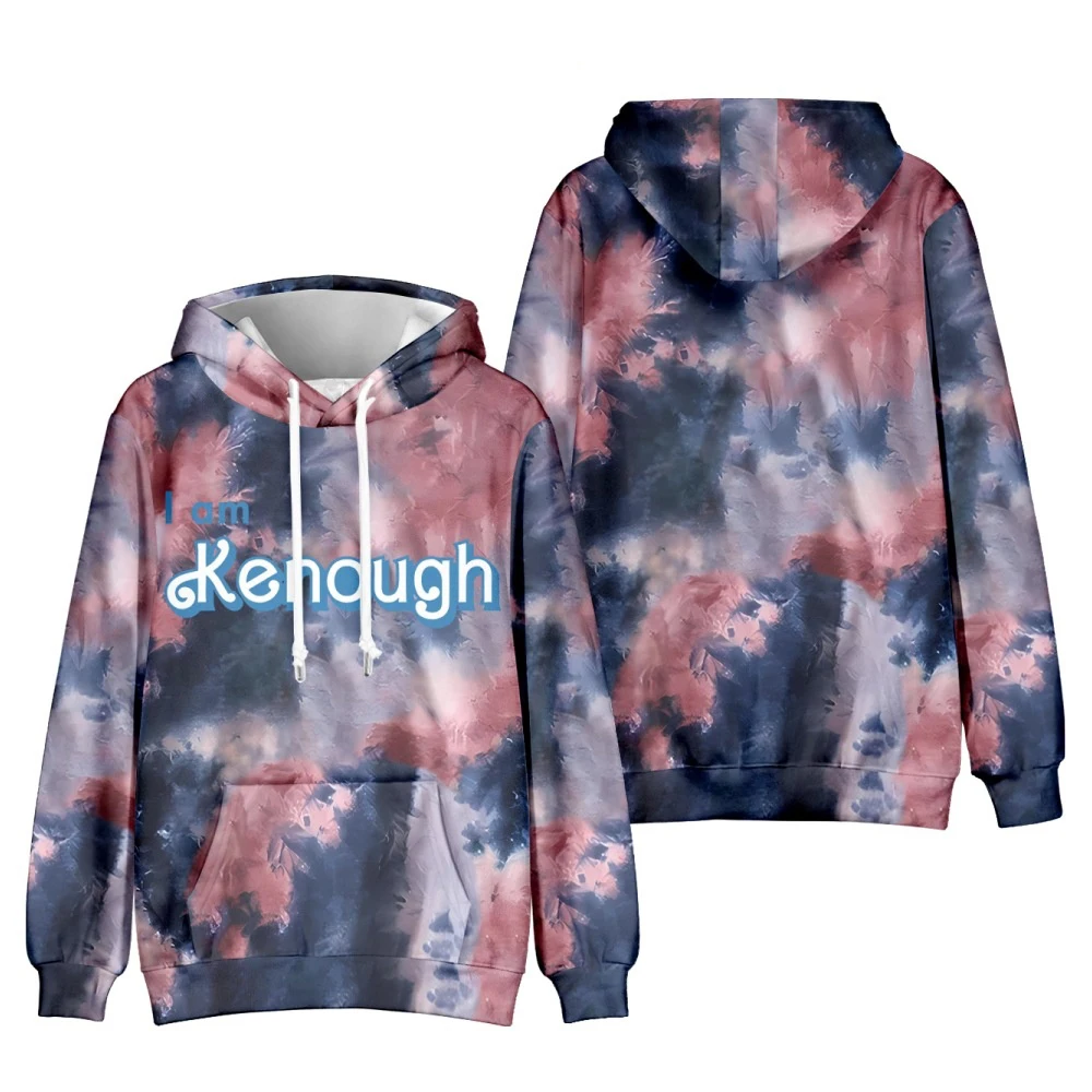 I Am Kenough Bluzy z kapturem Litera Nadruk 3D Mężczyźni Kobiety Oversized Cool Tie Dye Streetwear Pullover Bluzy Sportowe Unisex Top Odzież — zdjęcie 6