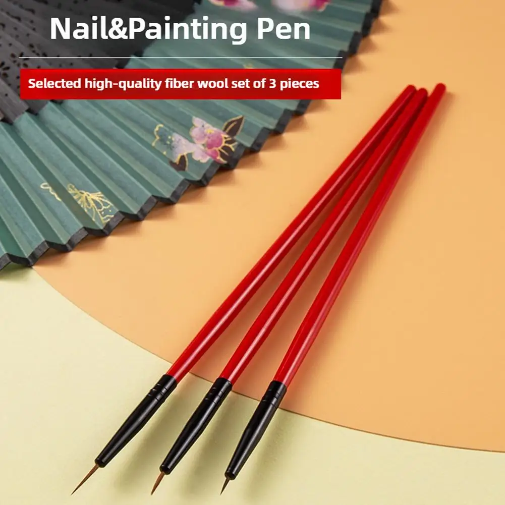 

3Pcs/Pack Fine Drawing Striping Liner Design Tips Nail Art Pen Brushes UV Gel Painting Acrylic Nail Design Liner Painting Brush