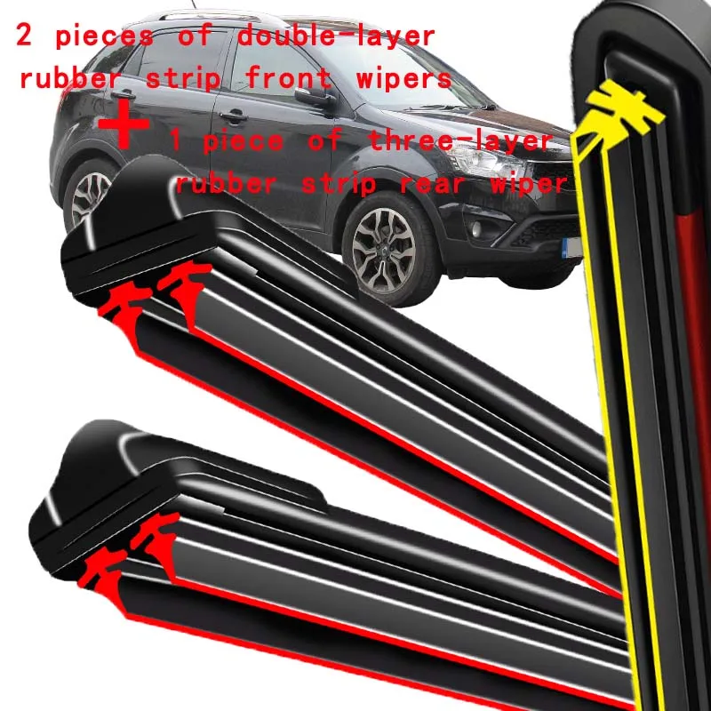

For SsangYong New Actyon Korando C 2010-2019 Wiper Front & Rear Wiper Blades Windshield Windscreen Window Brushes 24"+16"+14"