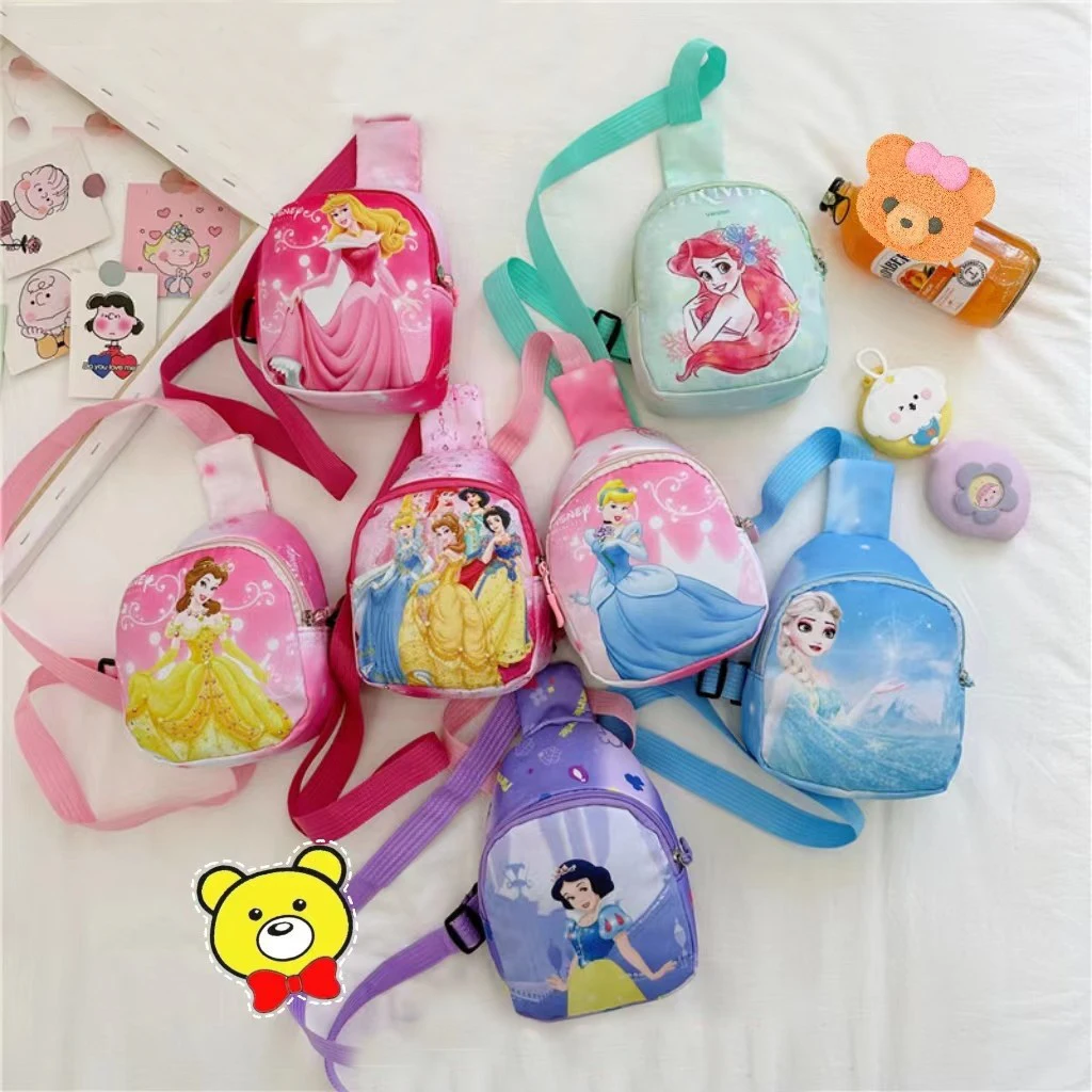 Disney-Bolso de pecho de Frozen para niños y niñas, bolsa de mensajero de princesa de dibujos animados, bolsos cruzados al aire libre, billetera de ocio cero