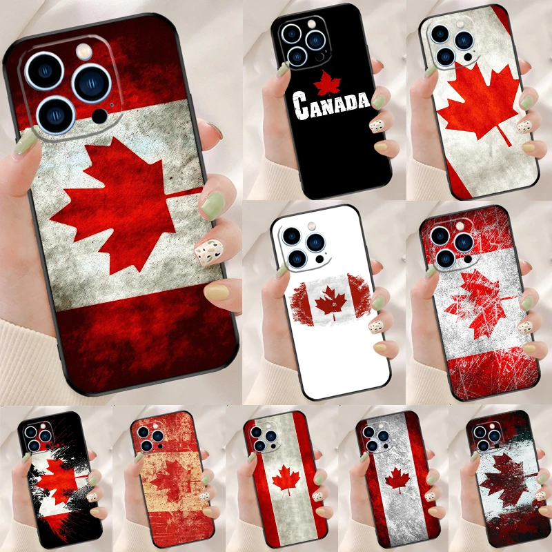 Canada Canadian Flag Case For iPhone 15 14 XR X XS Max Plus SE2 11 12 13 16 Pro Max Cell Phone Cover Casing Coque