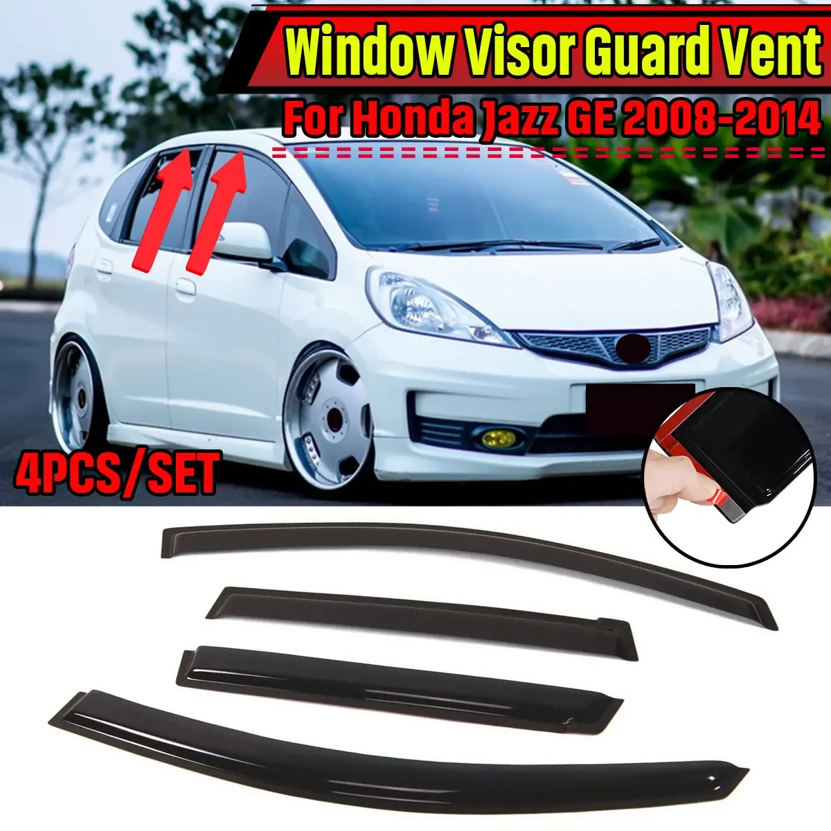 

Car Side Window Deflector For Honda For Jazz GE 2008-2014 Weather Shield Window Visor Vent Rain Guard Deflector