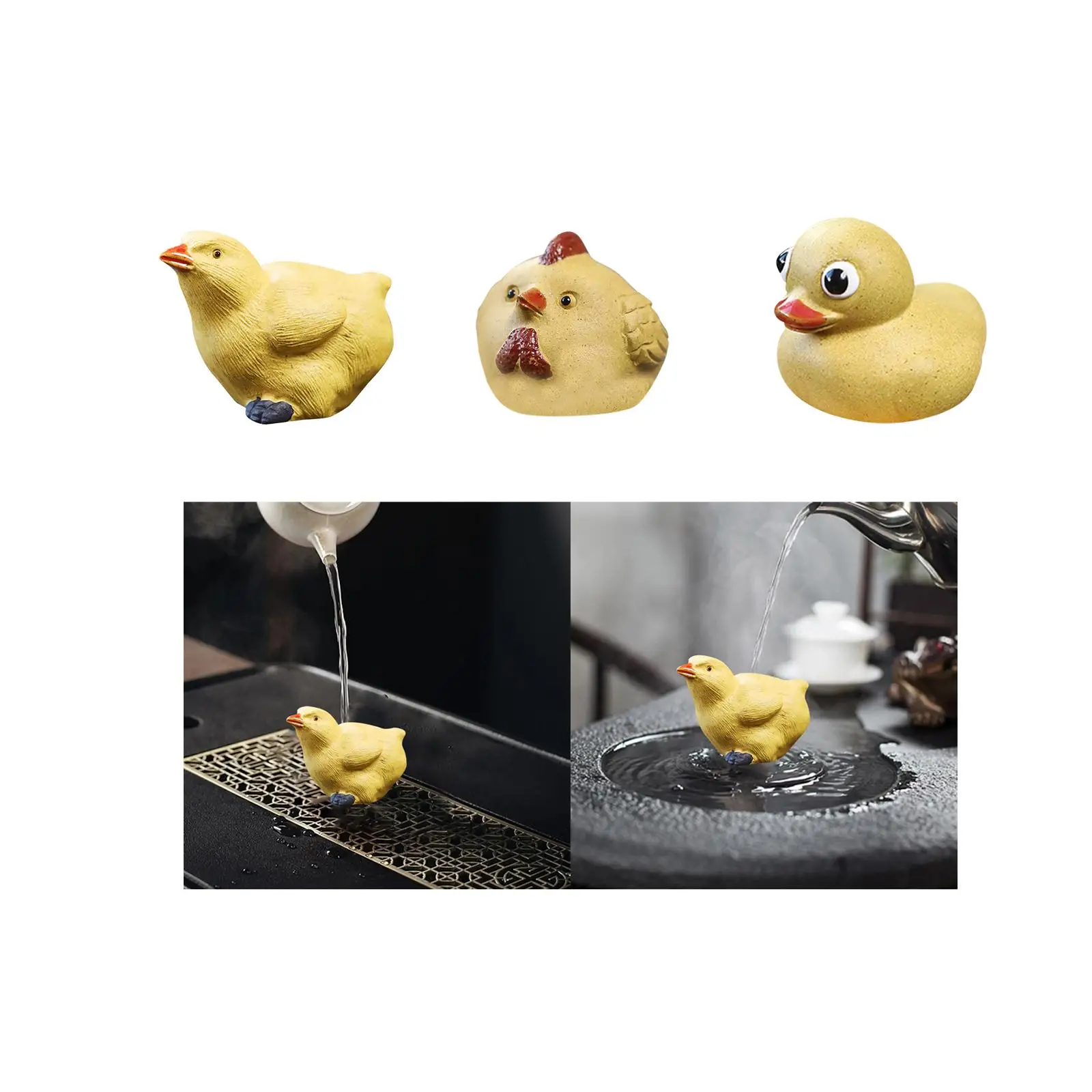 Chicken Figurine Tea Pet Collectible Tabletop Ornament Small Sculpture for Centerpiece Teahouse Living Room Shelf Home Decor