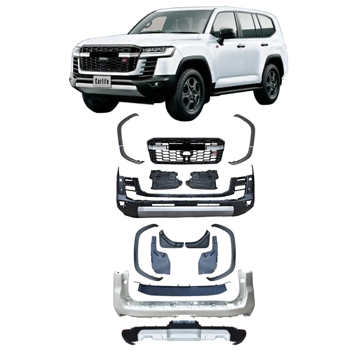 

Land cruiser 300 LC300 car bumpers 2022 upgrade GR sport body kit with front and rear bumper include grille fog lamps