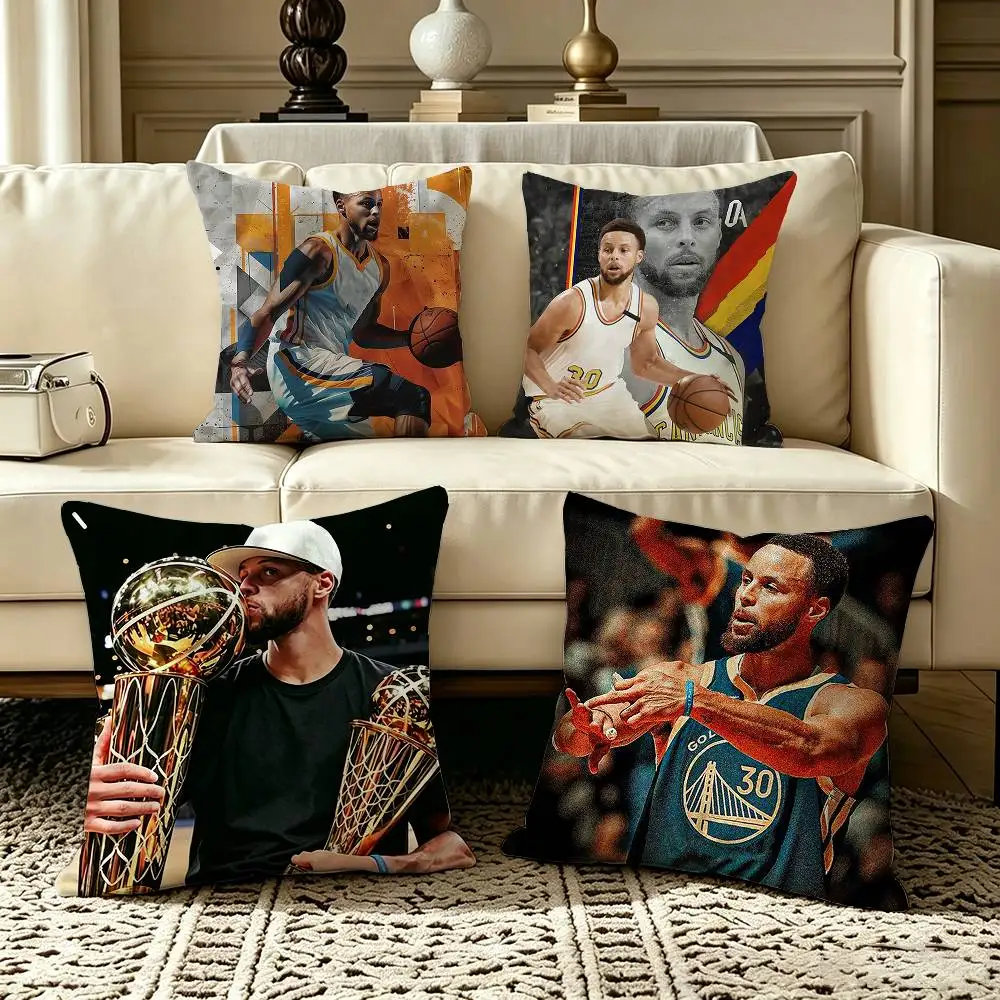 Basketball Superstar S-Stephen Curry  Square Double-Sided printed Pillow Case Bedroom Bedside Pillow Sofa Cushion Cover