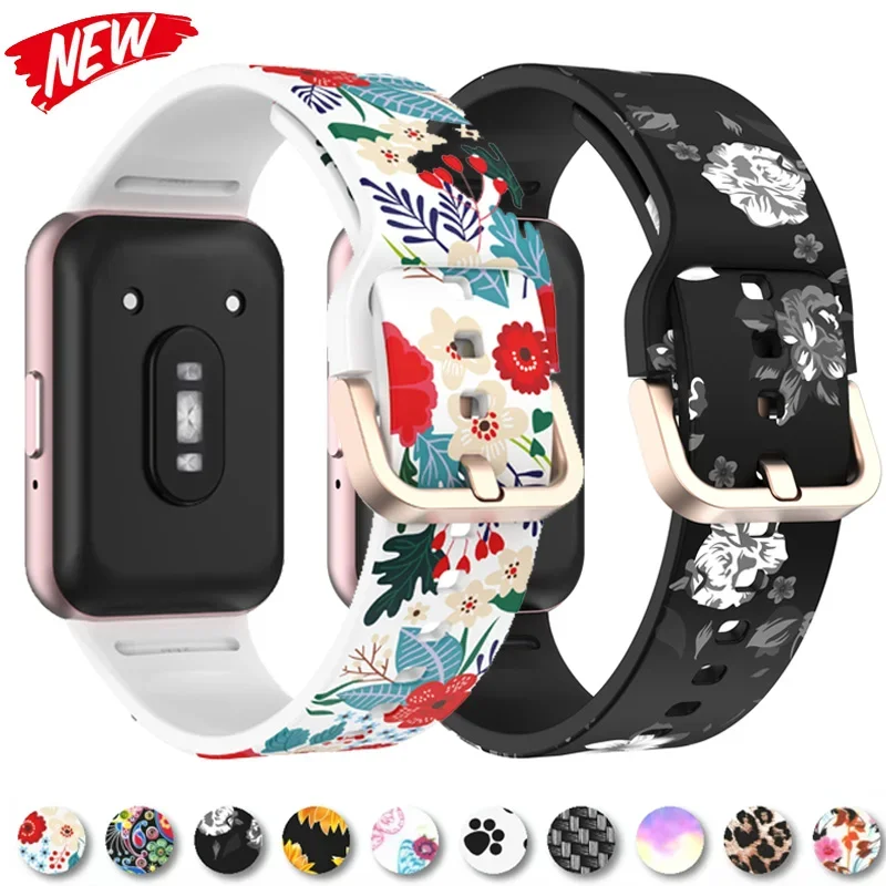 Оригинальный силиконовый ремешок с принтом для Samsung Galaxy Fit 3, сменный спортивный браслет, ремень для Samsung Galaxy Fit 3, браслет