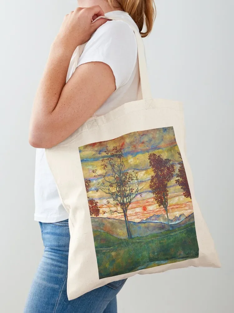 Egon Schiele Four trees, 1917 Tote Bag personalized tote custom bags Tote Bag