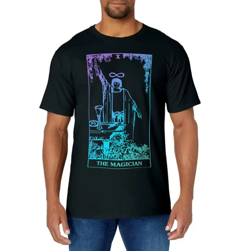 The Magician Tarot Card Rider Waite Witchy T-Shirt Retro Halloween Costume Men Women T-Shirt