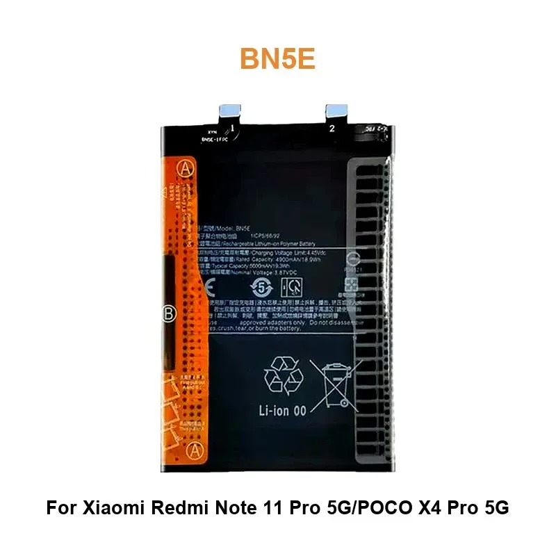 

Mobile Phone Battery For Xiaomi Redmi Note 11 Pro Note11 Pro 5G/POCO X4 Pro X4Pro 5G BN5E 5000mAh Real Capacity