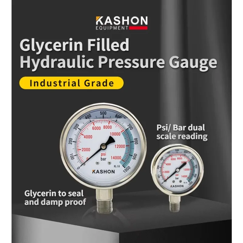 

Hot Sale KASHON Glycerin Filled Hydraulic Pressure Gauge in Stock