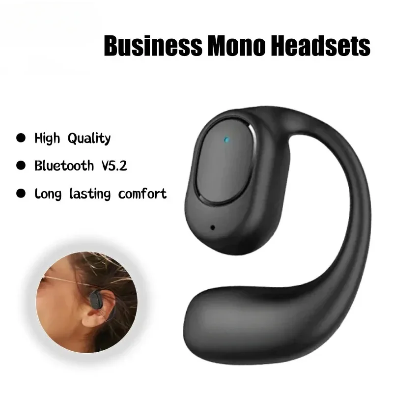 TWS Single Ear Bluetooth Compatível Headset para Esporte, Corrida, Fones de ouvido sem fio, Ciclismo Dirigindo Celulares, Auscultadores Gamer