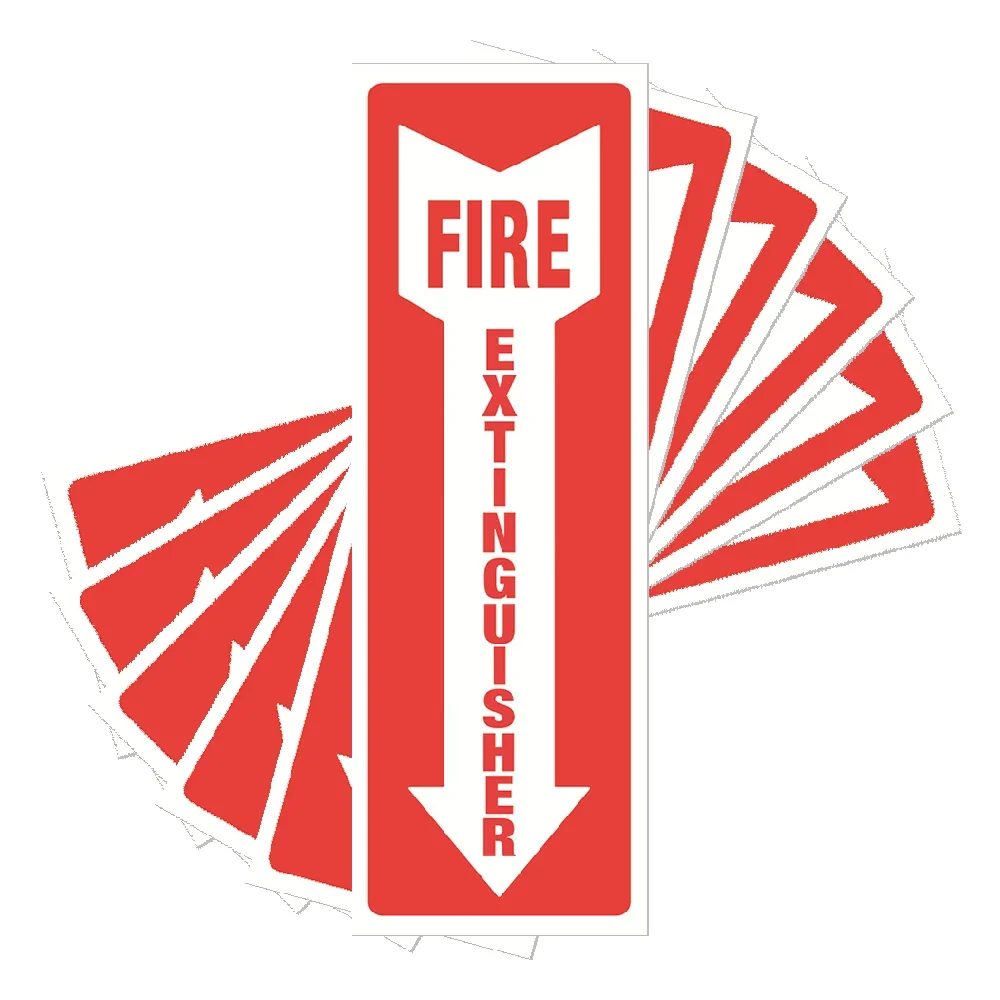 12Pcs 4*12inch Fire Extinguisher Sign Safety Sticker Bright Red White Colors Self Adhesive Weatherproof for Home, Office or Boat