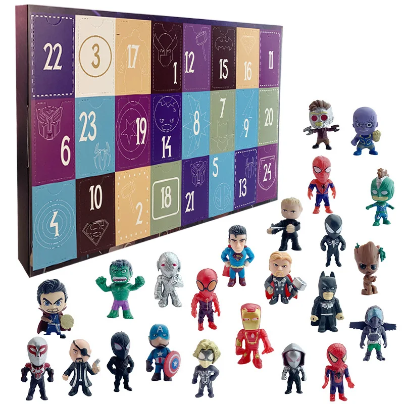 2024 Marvel legend Figure Advent Calendar Christmas Small Spiderman Iron Man Hulk legend Mini model Xmas Toy doll children Gift