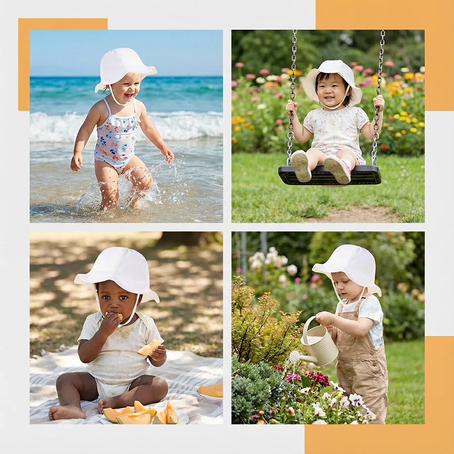 3M-3YJapanese-style leaf-shaped lightweight cross-button breathable fishing hat for children with sun protection function