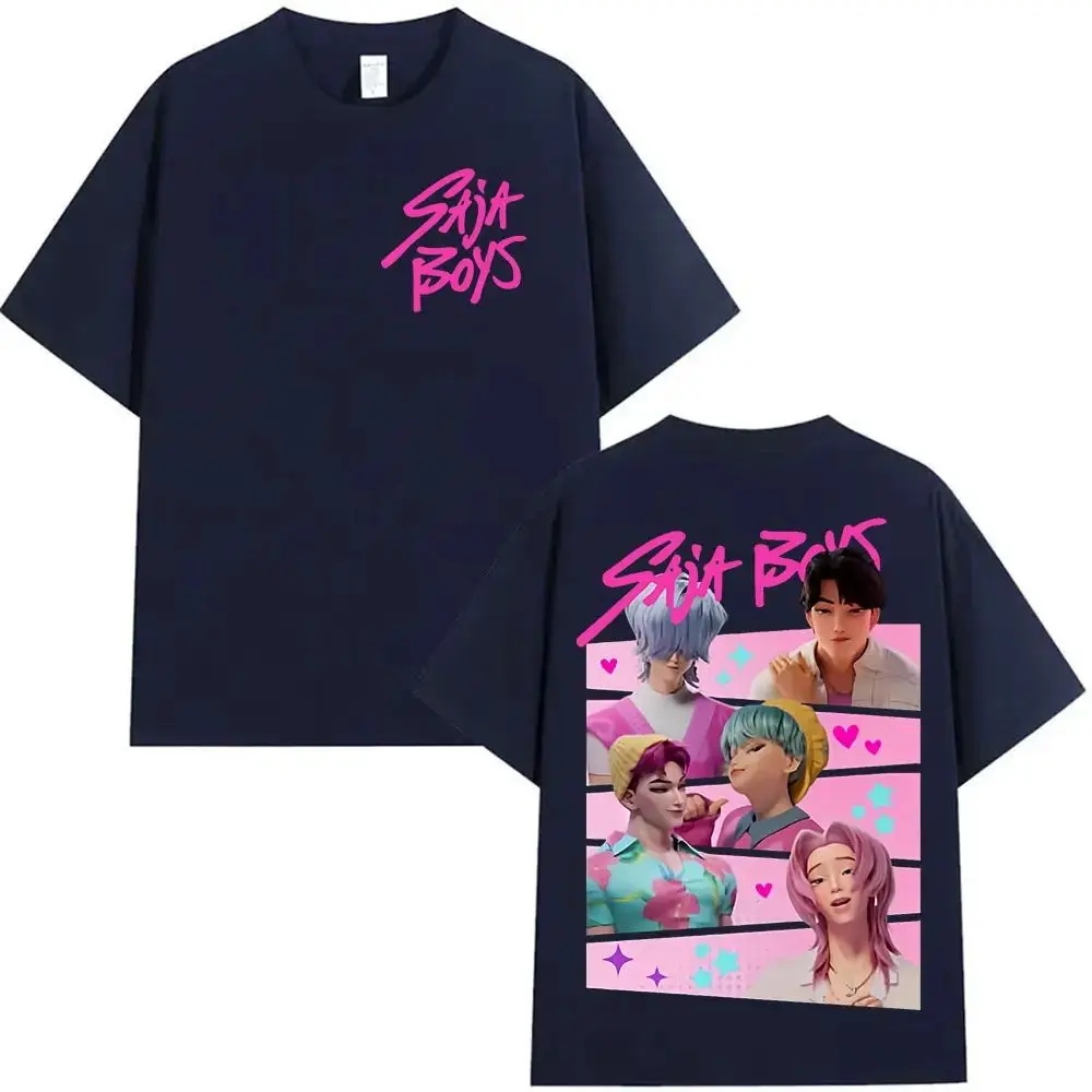 المبيعات الساخنة تي شيرت K-pop Saja Boys شيطان الصيادين فيلم الجرافيك ميرش تي شيرت موضة عادية ريترو الجمالية تي شيرت للجنسين