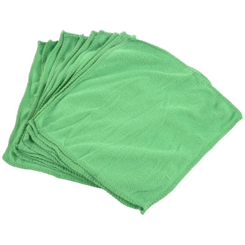 

10Pcs Practical Soft New Car Wash Towel Cleaning Duster Auto Detailing Green Microfiber Green